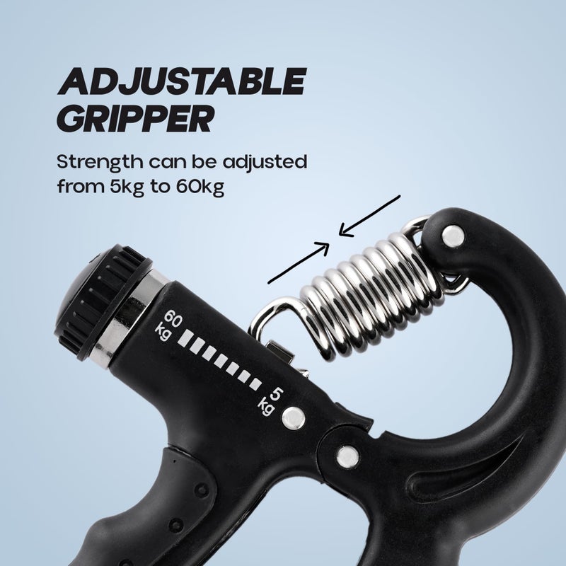 KONEX Adjustable Hand Gripper Strengthener for Men & Women | Hand Exercise Equipment for Home and Gym Workouts (With Counter, Black) - Image 2